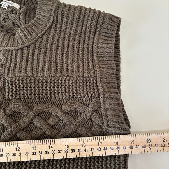 Madewell Olive Green Sweater Vest Size XS Chunky Cable Knit Patchwork Grandpa - Picture 8 of 11